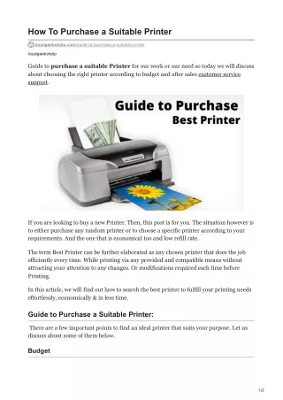 how to purchase a suitable printer
