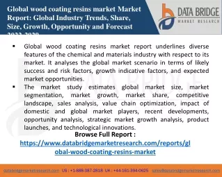 global wood coating resins market market report