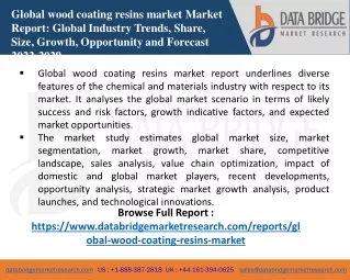 global wood coating resins market market report