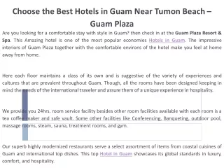 Choose the Best Hotels in Guam Near Tumon Beach – Guam Plaza