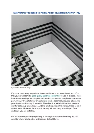 everything you need to know about quadrant shower