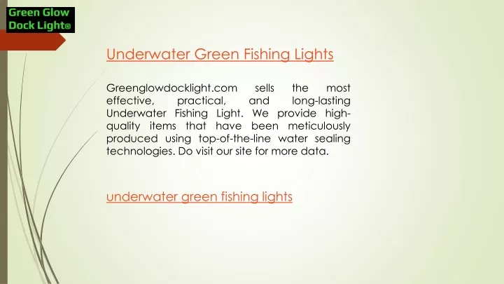 underwater green fishing lights