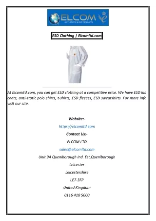 esd clothing elcomltd com