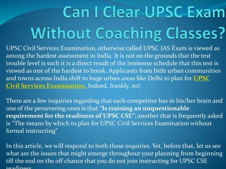 can i clear upsc exam without coaching classes