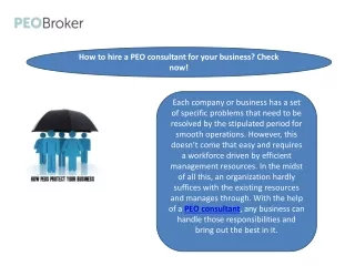 How to hire a PEO consultant for your business Check now!