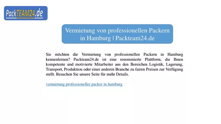 vermietung von professionellen packern in hamburg