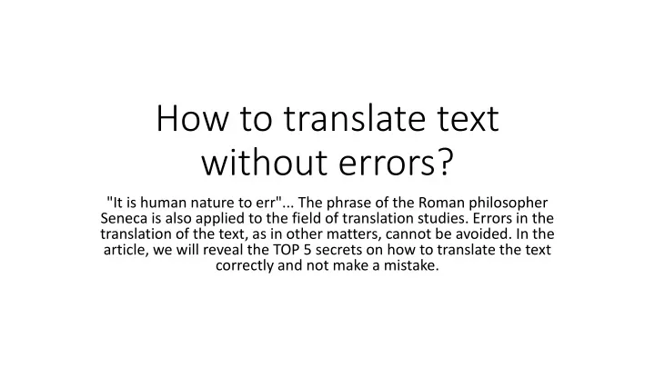 how to translate text without errors