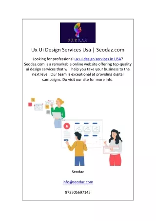 Ux Ui Design Services Usa | Seodaz.com