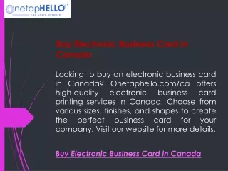Buy Electronic Business Card in Canada  Onetaphello.com ca