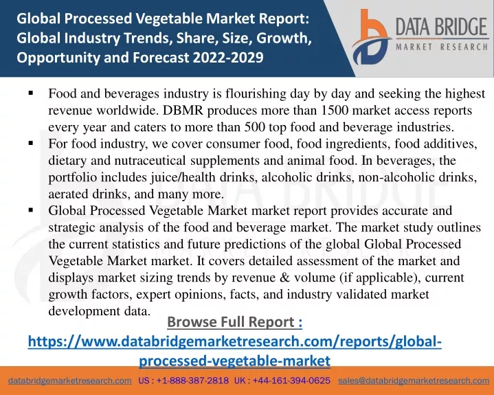 global processed vegetable market report global