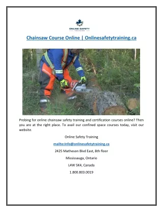 chainsaw course online onlinesafetytraining ca