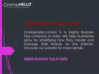 Digital Business Tag in India  Onetaphello.com in
