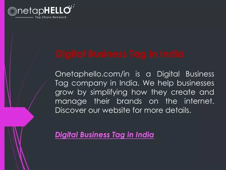digital business tag in india