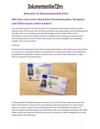 Wie kann man einen deutschen Personalausweis, Reisepass und Führerschein online kaufen