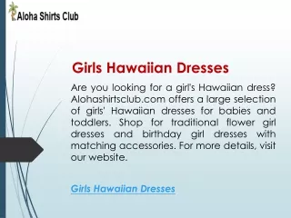 Girls Hawaiian Dresses  Alohashirtsclub.com
