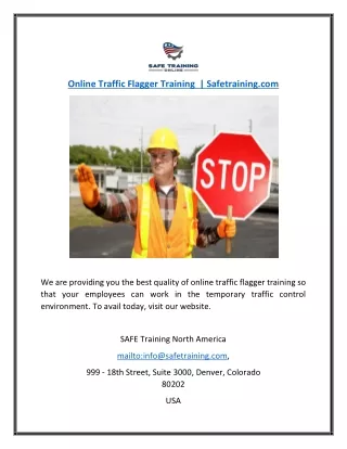 online traffic flagger training safetraining com
