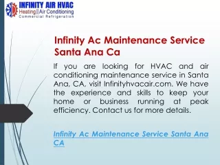 Infinity Ac Maintenance Service Santa Ana Ca  Infinityhvacair.com