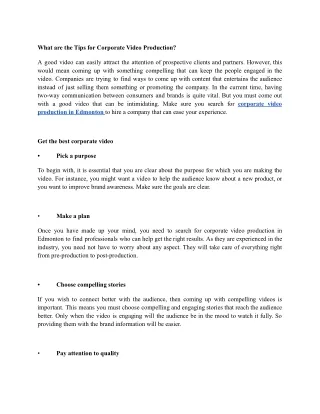 What are the Tips for Corporate Video Production_