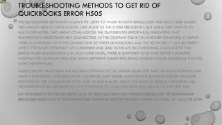 troubleshooting methods to get rid of quickbooks error h505