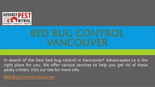bed bug control vancouver