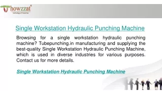 Single Workstation Hydraulic Punching Machine  Tubepunching.in