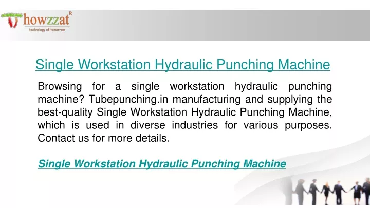 single workstation hydraulic punching machine