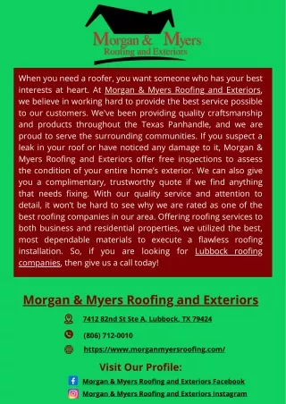Morgan & Myers Roofing and Exteriors