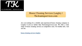 House Cleaning Services Langley | Tkcleaningservices.com