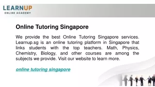 Online Tutoring Singapore  Learnup.sg