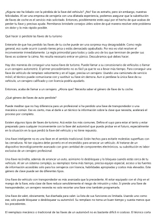 Qué hacer cuando ha extraviado las llaves de su turismo y no tiene repuesto
