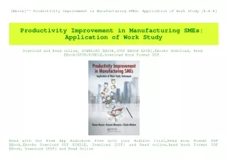 [Ebook]^^ Productivity Improvement in Manufacturing SMEs Application of Work Study [R.A.R]