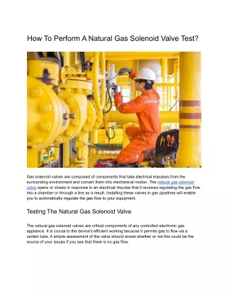 how to perform a natural gas solenoid valve test