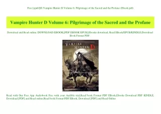 Free [epub]$$ Vampire Hunter D Volume 6 Pilgrimage of the Sacred and the Profane (Ebook pdf)