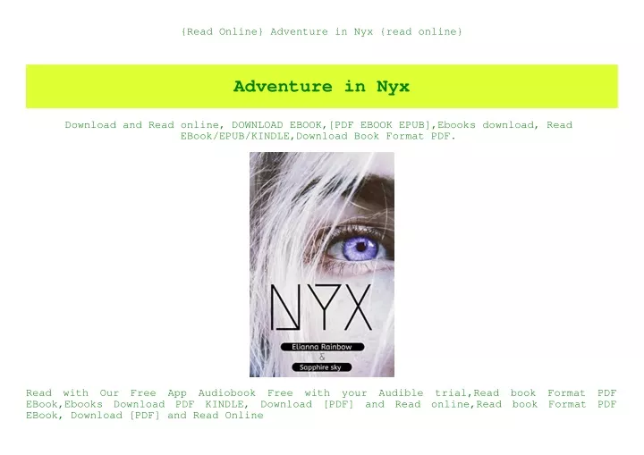 read online adventure in nyx read online