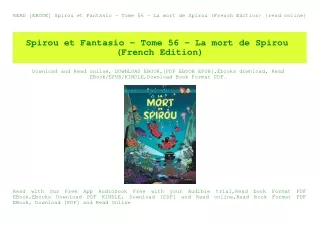 READ [EBOOK] Spirou et Fantasio - Tome 56 - La mort de Spirou (French Edition) {read online}