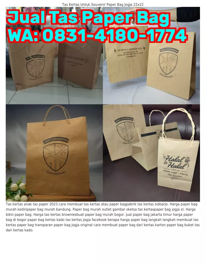 tas kertas untuk souvenir paper bag jogja 22x22