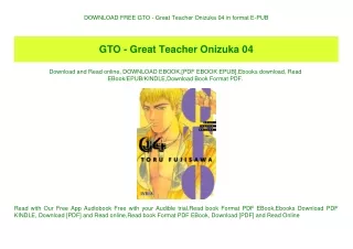 DOWNLOAD FREE GTO - Great Teacher Onizuka 04 in format E-PUB
