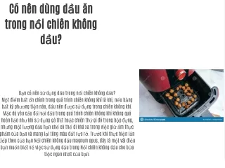 Có nên dùng dầu ăn trong máy chiên không dầu?