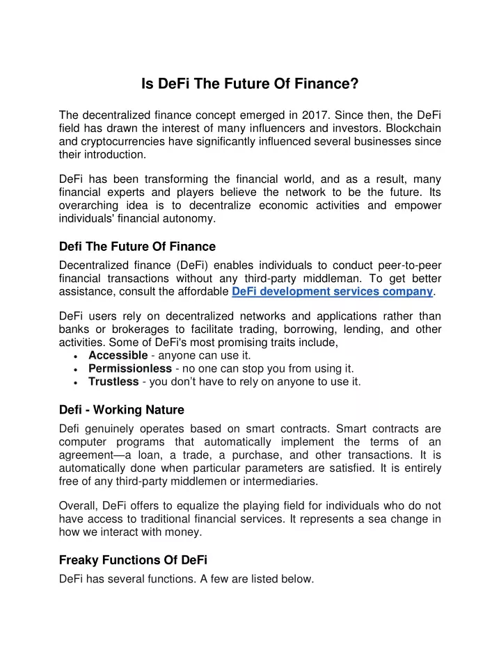 is defi the future of finance