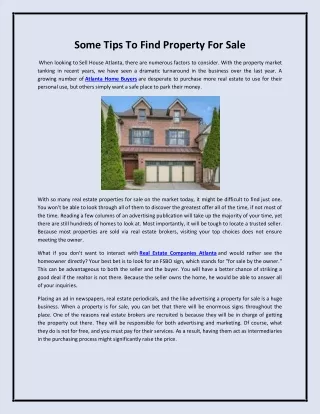 some tips to find property for sale
