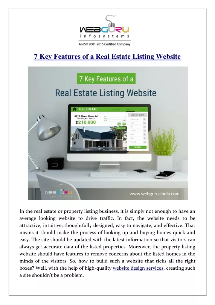 7 key features of a real estate listing website