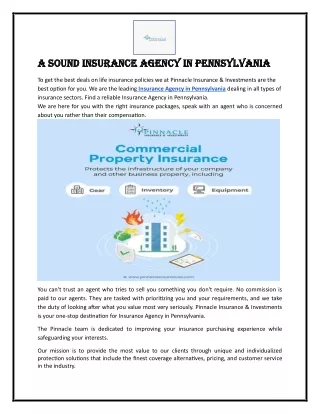 A Sound Insurance Agency in Pennsylvania