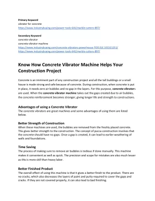 primary keyword vibrator for concrete https