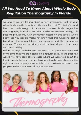 All You Need To Know About Whole Body Regulation Thermography In Florida