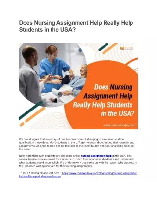 does nursing assignment help really help students