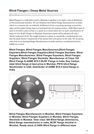 Material of Flat Face Blind Flange