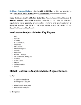 healthcare analytics market is valued