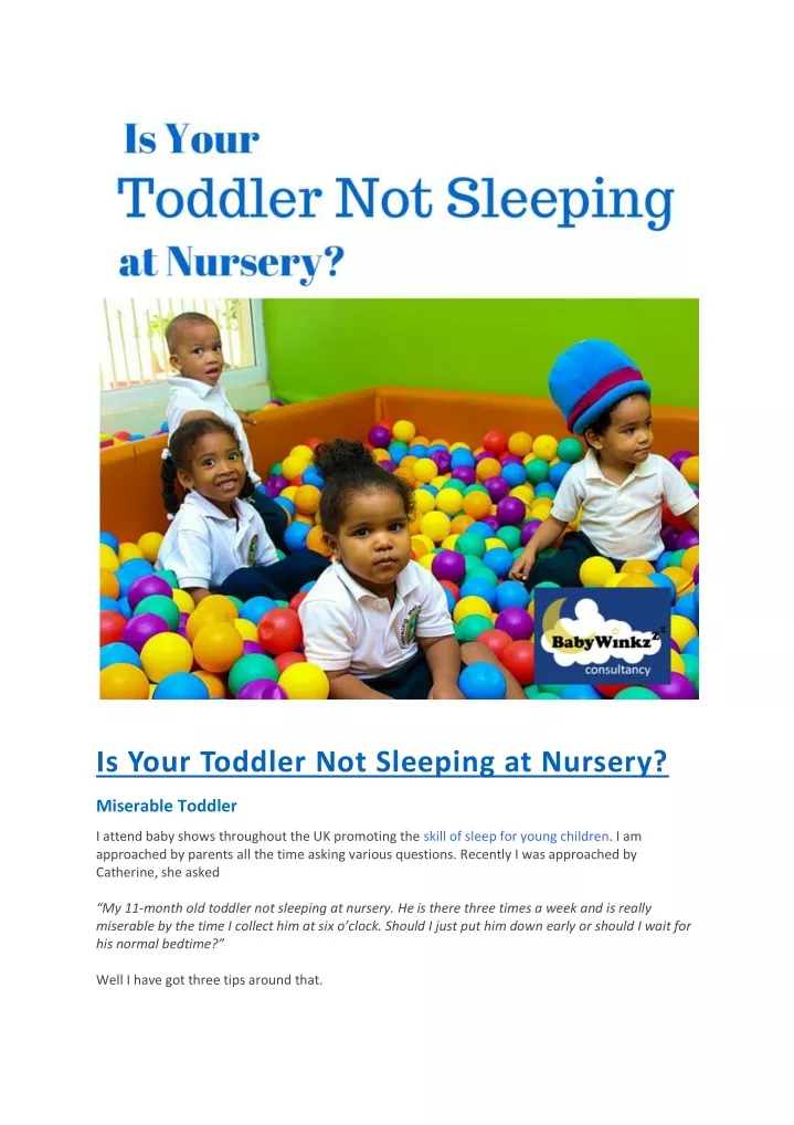 is your toddler not sleeping at nursery