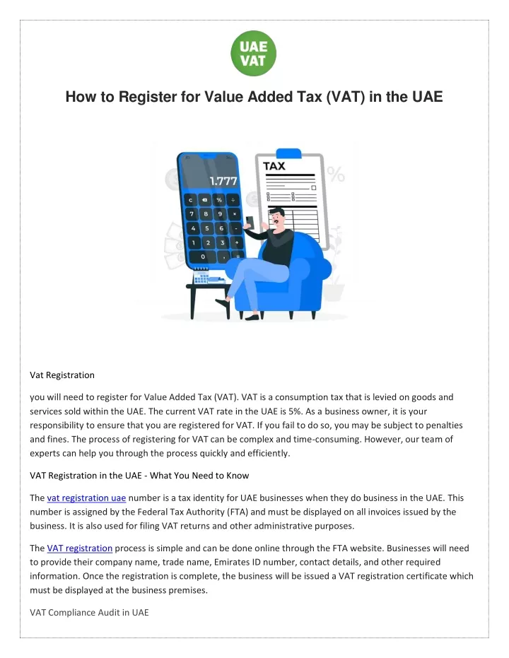 how to register for value added tax vat in the uae