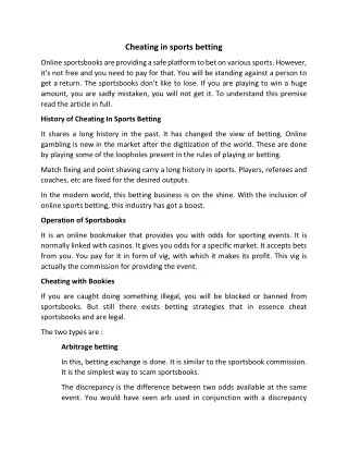 Is There A Way To Cheat In Sports Betting